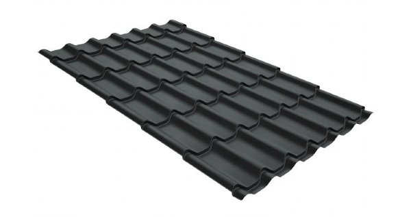 Металлочерепица классик GL 0,5 GreenCoat Pural Matt RR 23 темно-серый (RAL 7024 мокрый асфальт) купить в Бронницах