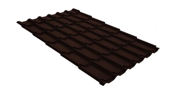 Металлочерепица классик GL 0,5 GreenCoat Pural Matt RR 887 шоколадно-коричневый (RAL 8017 шоколад) купить в Бронницах