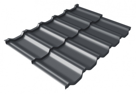 Металлочерепица модульная Квинта Uno Grand Line c 3D резом 0,5 Satin Мatt RAL 7024 мокрый асфальт купить в Бронницах