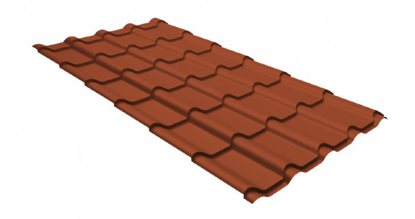 Металлочерепица камея GL 0,5 GreenCoat Pural Matt RR 750 кирпично-красный (RAL 8004 терракота) купить в Бронницах