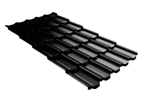 Металлочерепица квинта плюс с 3D резом 0,5 GreenСoat Pural Matt RR 33 черный (RAL 9005 черный) купить в Бронницах
