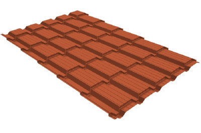 Металлочерепица GL квадро профи 0,5 Velur RAL 8004 терракота