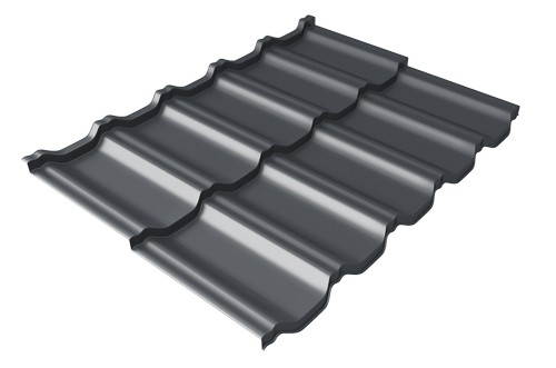 Металлочерепица модульная Квинта Uno Grand Line c 3D резом 0,45 PE RAL 7024 мокрый асфальт купить в Бронницах