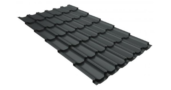 Металлочерепица квинта плюс 0,5 GreenCoat Pural RR 23 темно-серый (RAL 7024 мокрый асфальт) купить в Бронницах